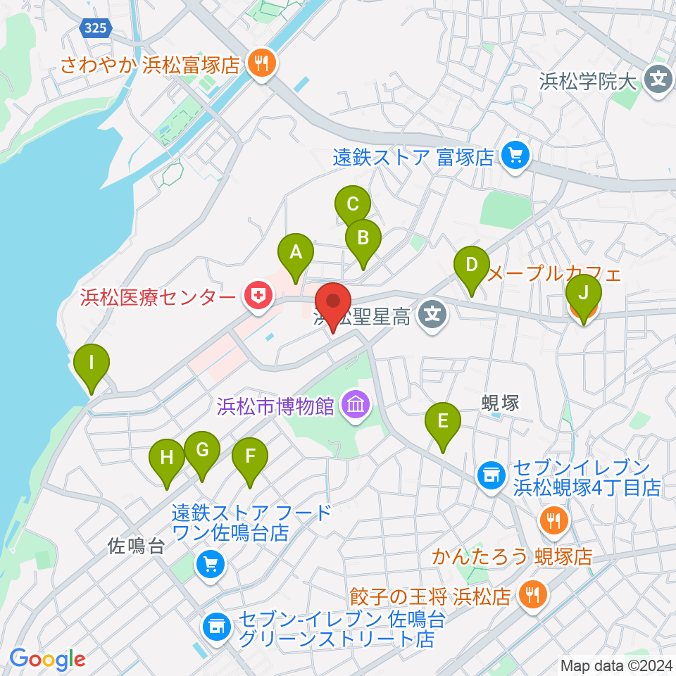 夢・汎ホール周辺のカフェ一覧地図