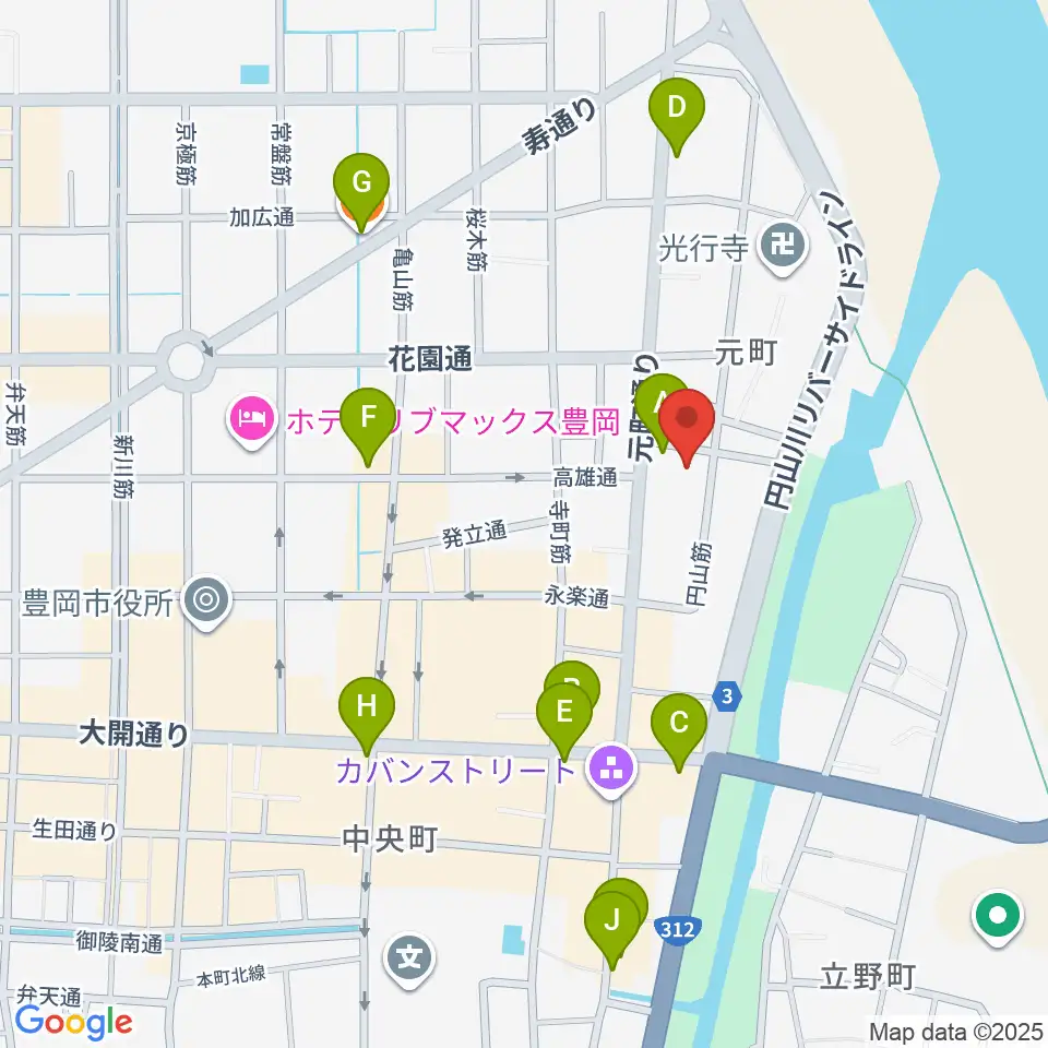 豊岡劇場周辺のカフェ一覧地図