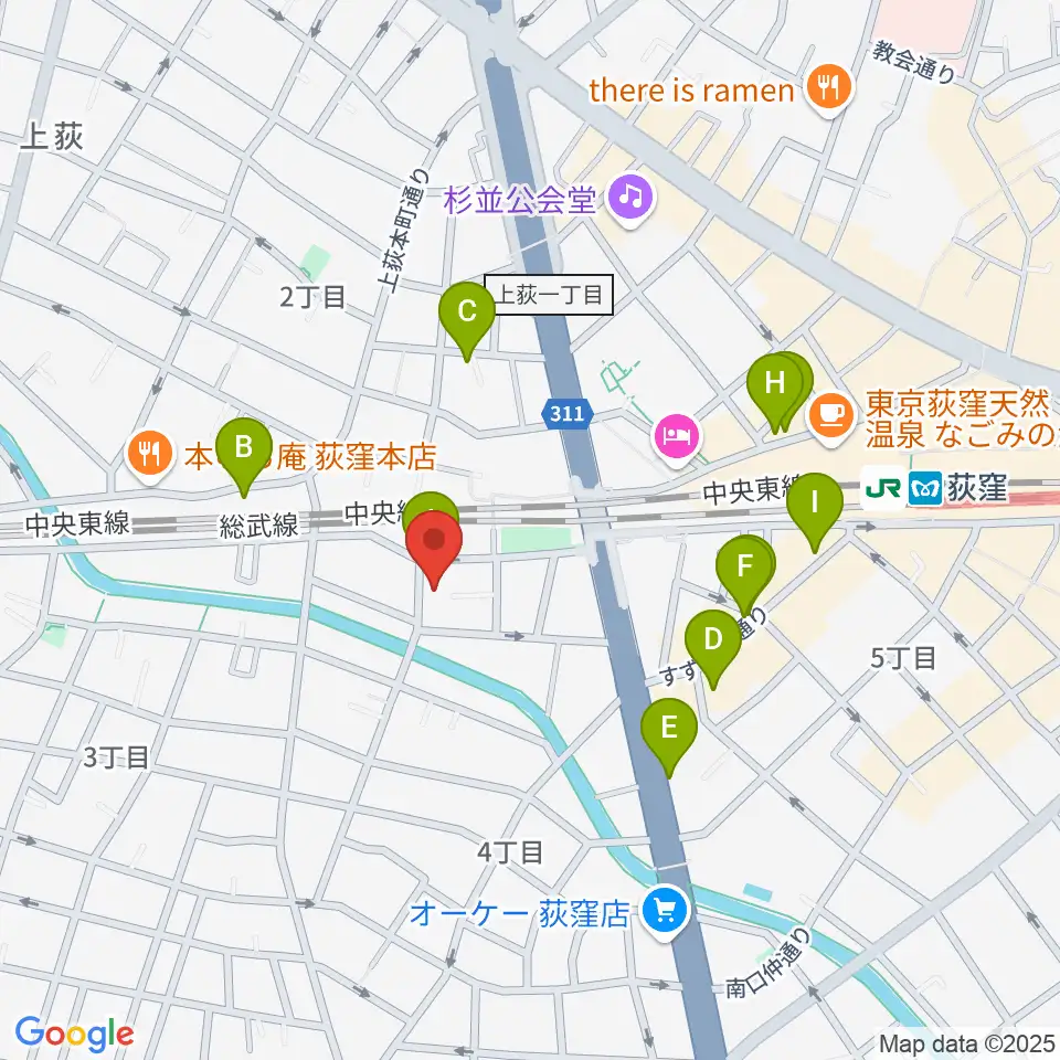 鶴屋弓弦店周辺のカフェ一覧地図