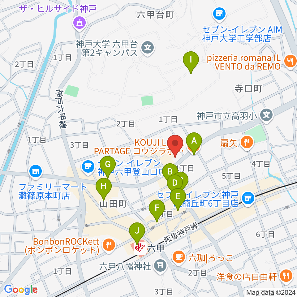 里夢 SATOM周辺のカフェ一覧地図