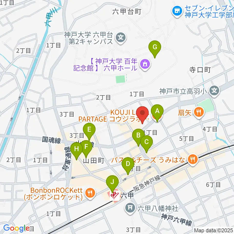 里夢 SATOM周辺のカフェ一覧地図