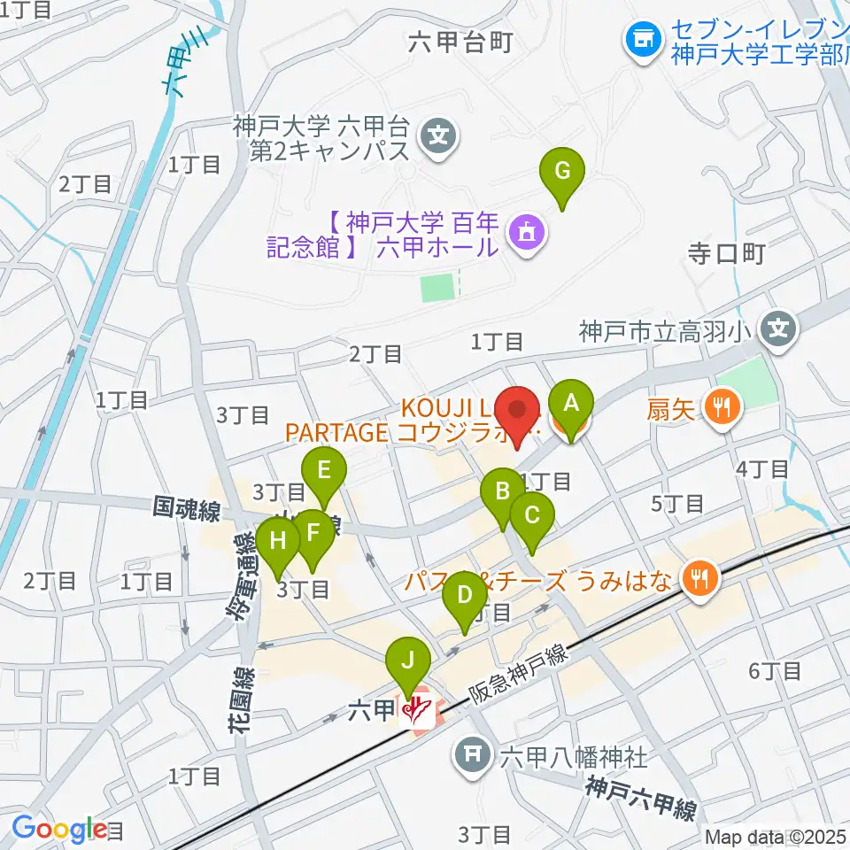 里夢 SATOM周辺のカフェ一覧地図