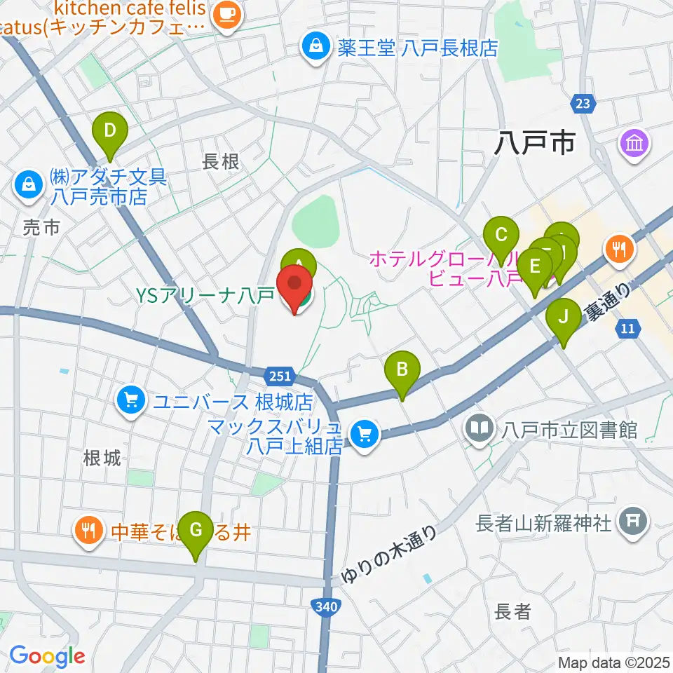 YSアリーナ八戸周辺のカフェ一覧地図