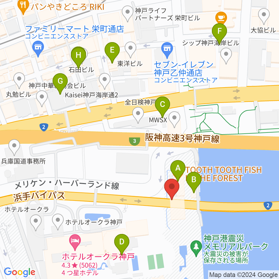 フィッシュダンス音楽練習場周辺のカフェ一覧地図