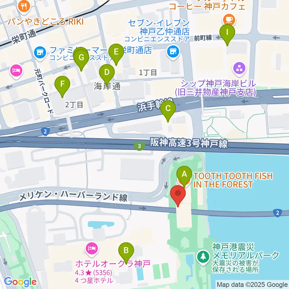 フィッシュダンス音楽練習場周辺のカフェ一覧地図
