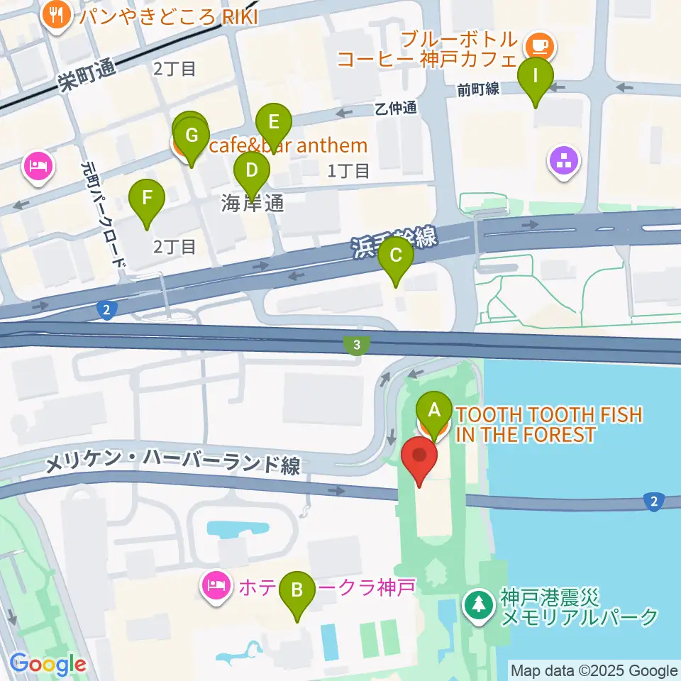 フィッシュダンス音楽練習場周辺のカフェ一覧地図