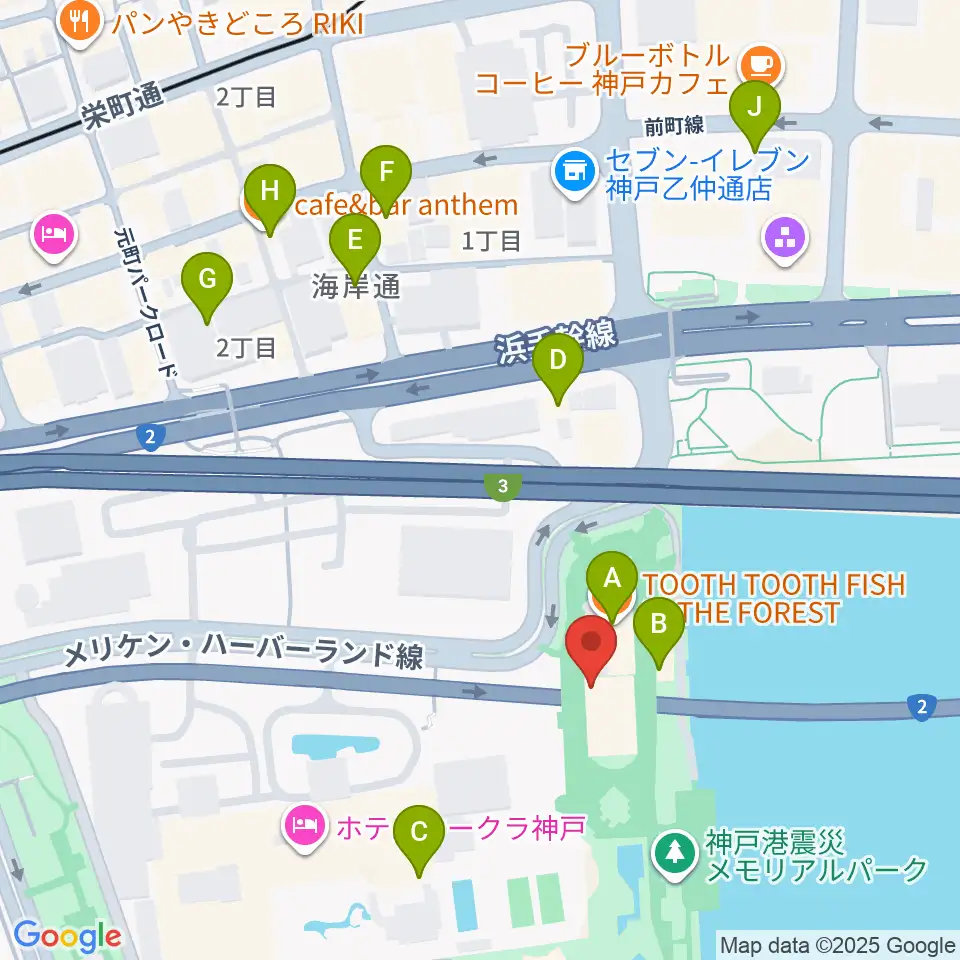 フィッシュダンス音楽練習場周辺のカフェ一覧地図