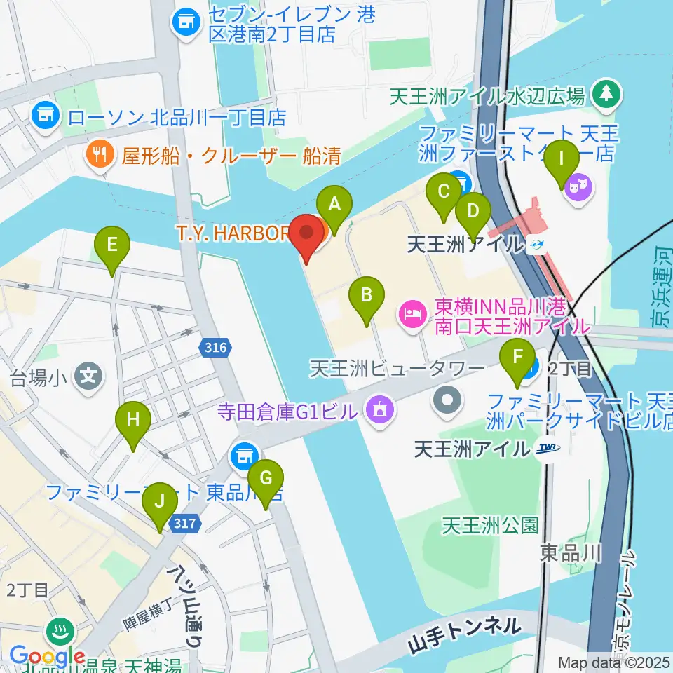 寺田倉庫B&C HALL周辺のカフェ一覧地図