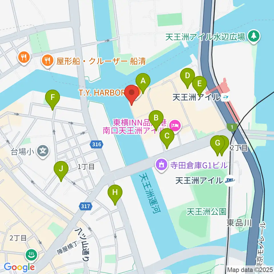 寺田倉庫B&C HALL周辺のカフェ一覧地図