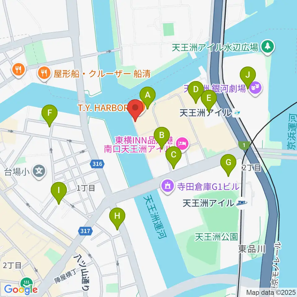 寺田倉庫B&C HALL周辺のカフェ一覧地図