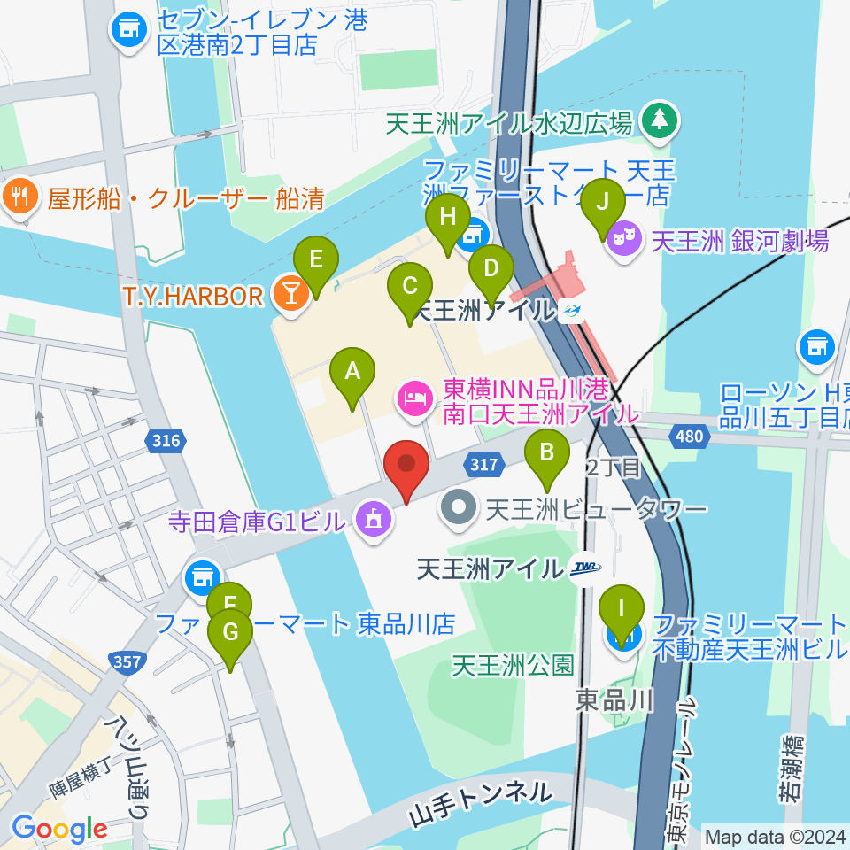 寺田倉庫G3-6F周辺のカフェ一覧地図