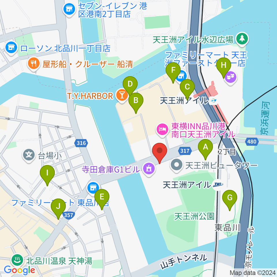 寺田倉庫G3-6F周辺のカフェ一覧地図