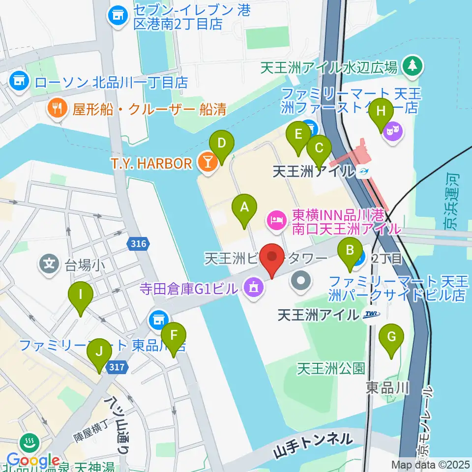 寺田倉庫G3-6F周辺のカフェ一覧地図