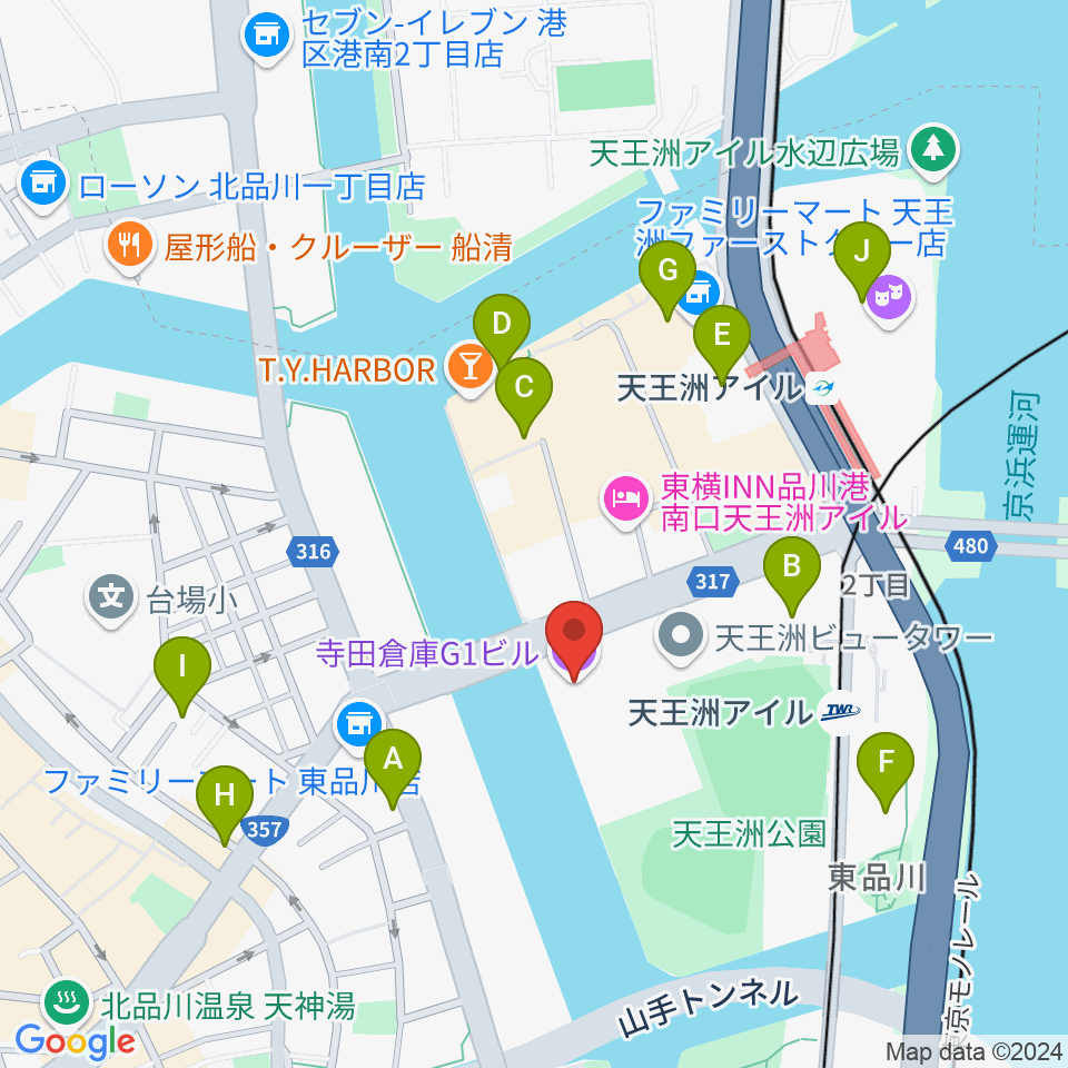 寺田倉庫G1-5F周辺のカフェ一覧地図