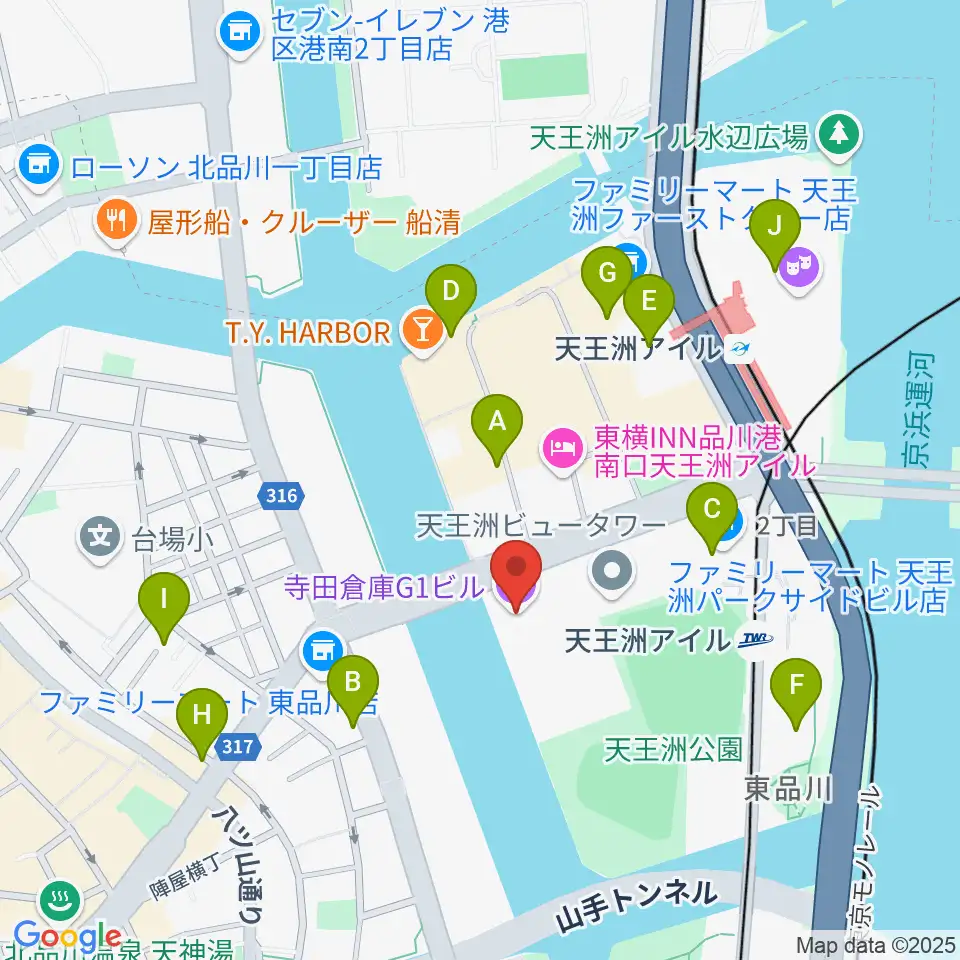寺田倉庫G1-5F周辺のカフェ一覧地図