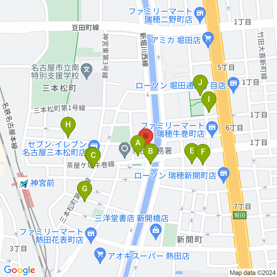 神宮前レコーディングスタジオ周辺のカフェ一覧地図