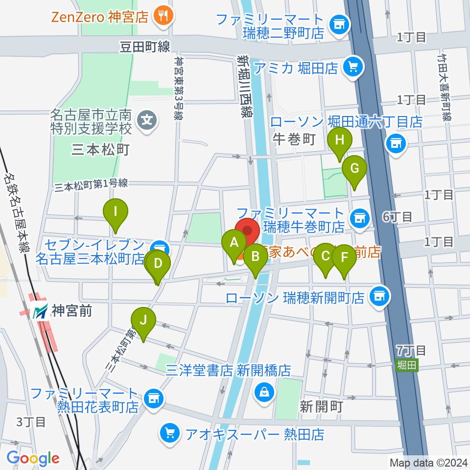 神宮前レコーディングスタジオ周辺のカフェ一覧地図