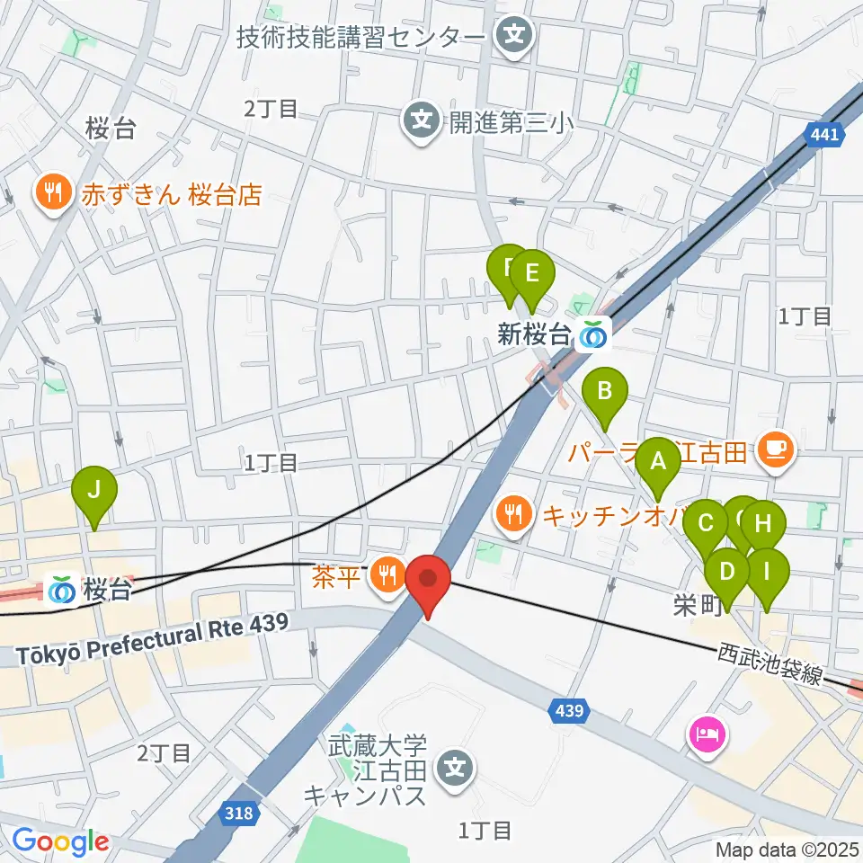 音楽教室ふわり 桜台校周辺のカフェ一覧地図
