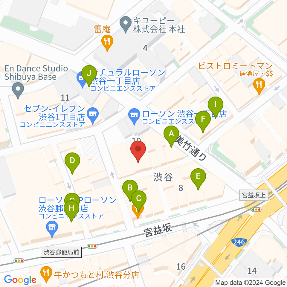 宮益坂十間スタジオ周辺のカフェ一覧地図