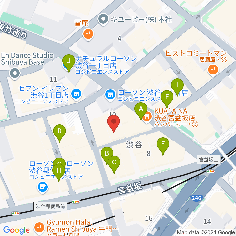 宮益坂十間スタジオ周辺のカフェ一覧地図