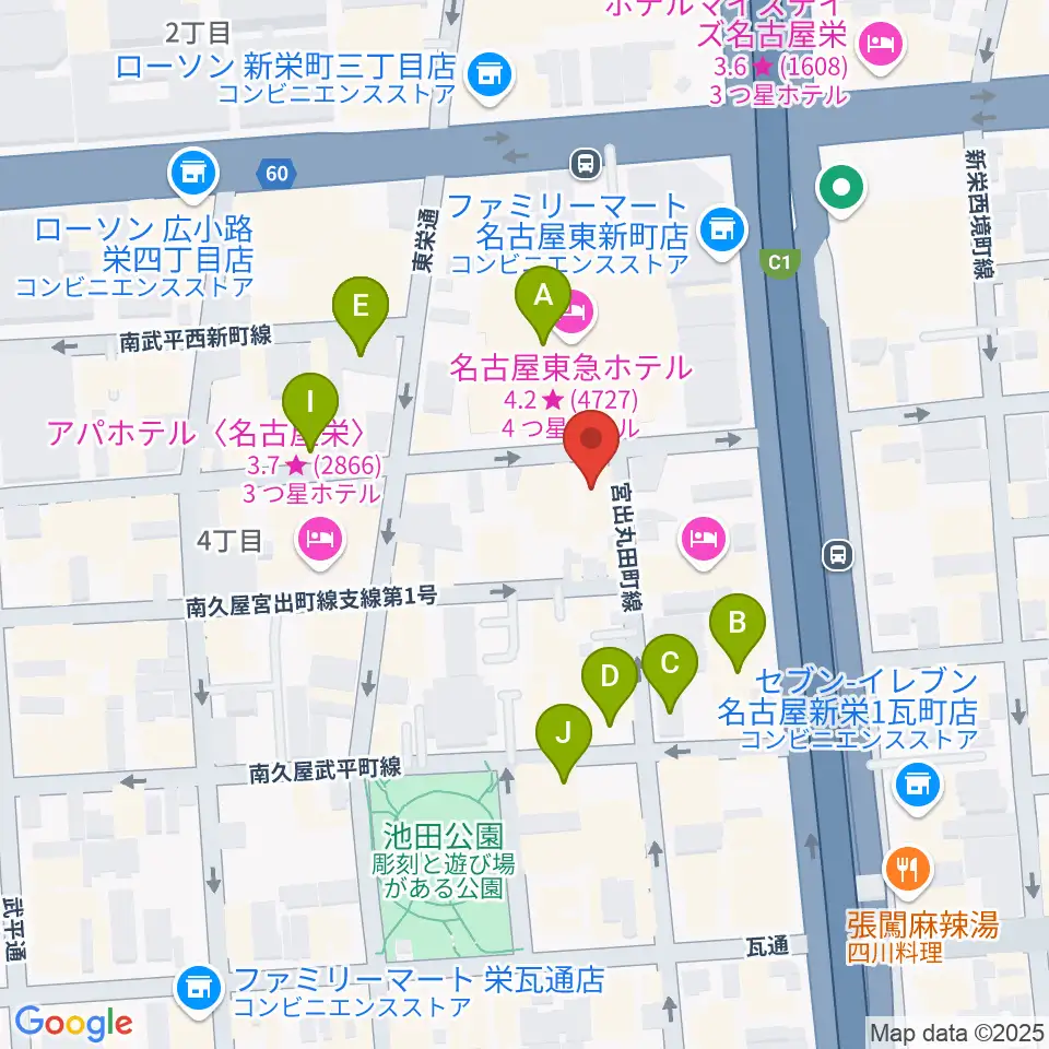 名古屋栄CIRCUS周辺のカフェ一覧地図