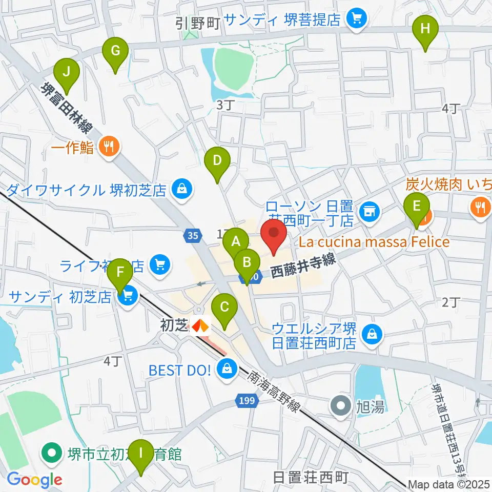 堺グランドピアノサロン 風の音周辺のカフェ一覧地図