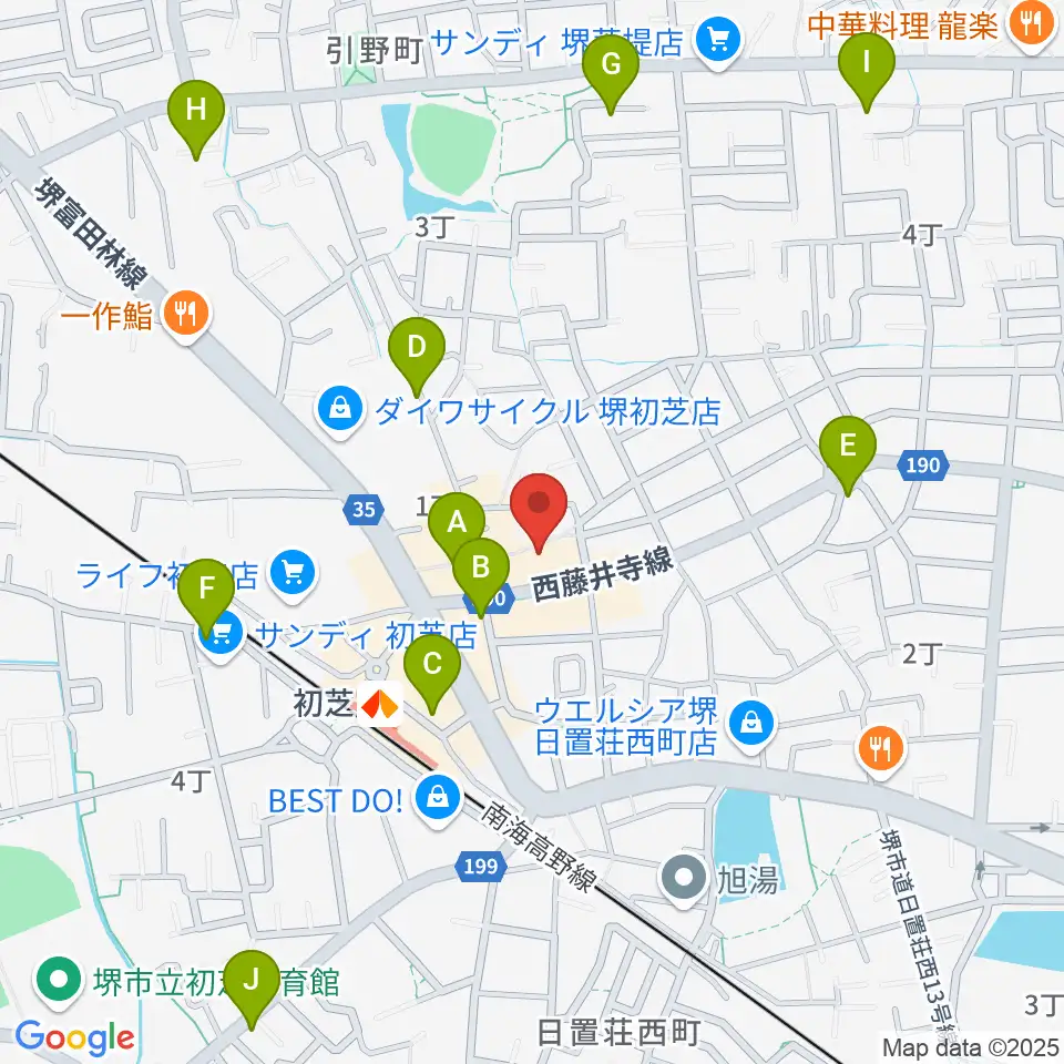 堺グランドピアノサロン 風の音周辺のカフェ一覧地図