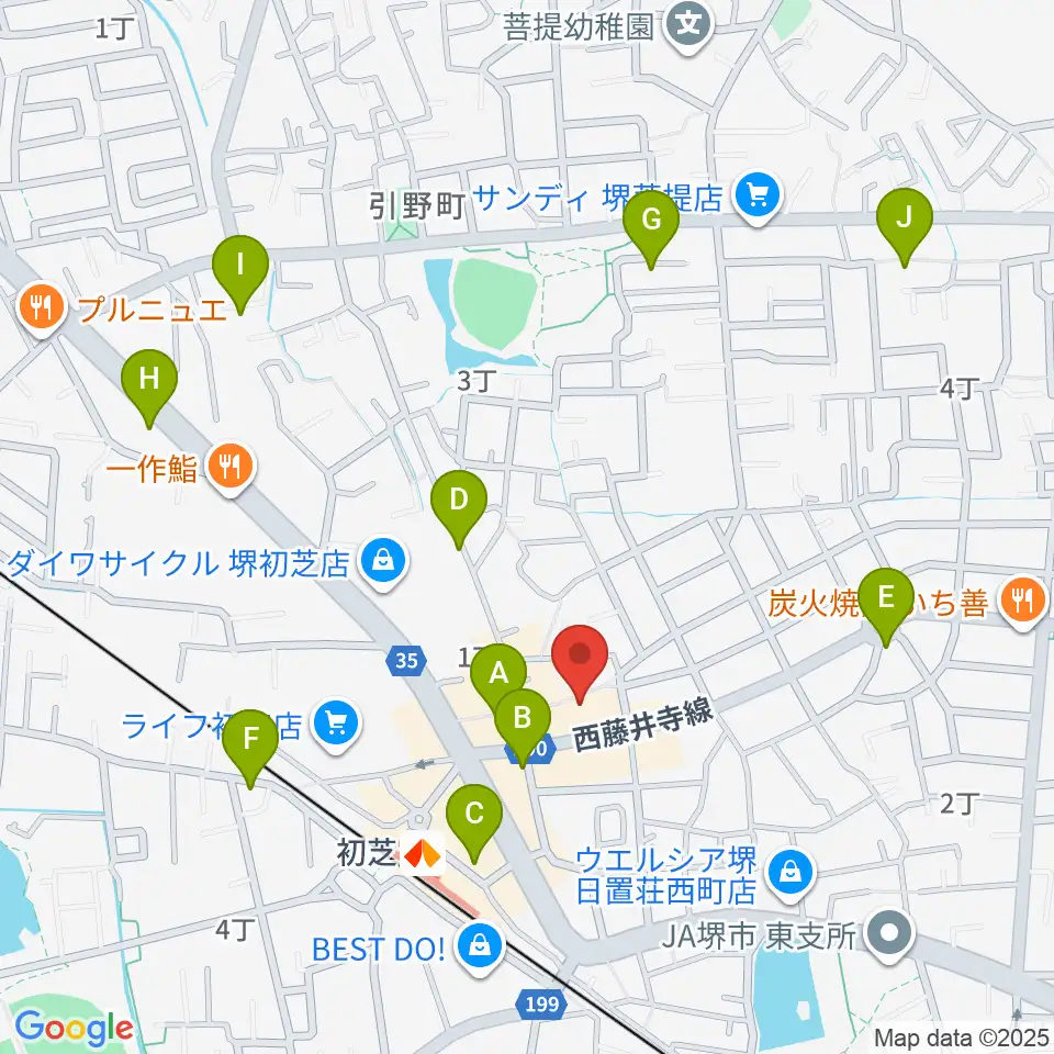 堺グランドピアノサロン 風の音周辺のカフェ一覧地図