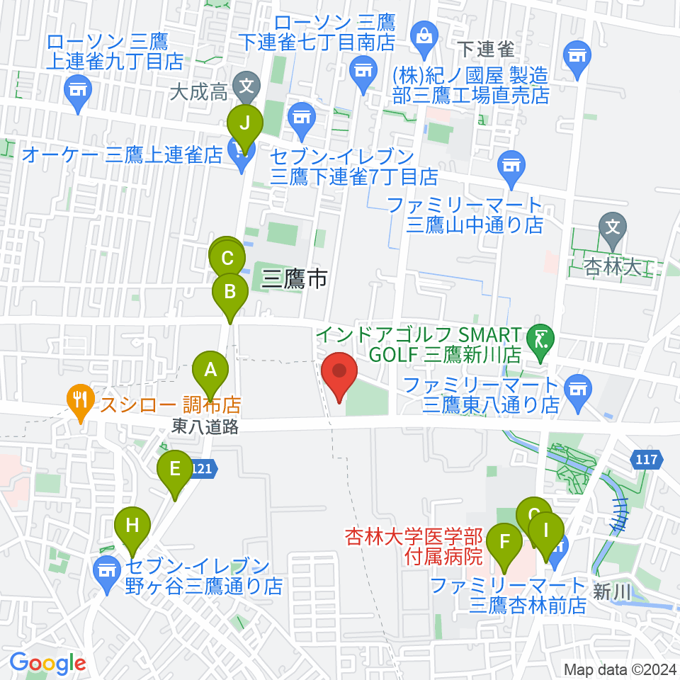 SUBARU総合スポーツセンター周辺のカフェ一覧地図