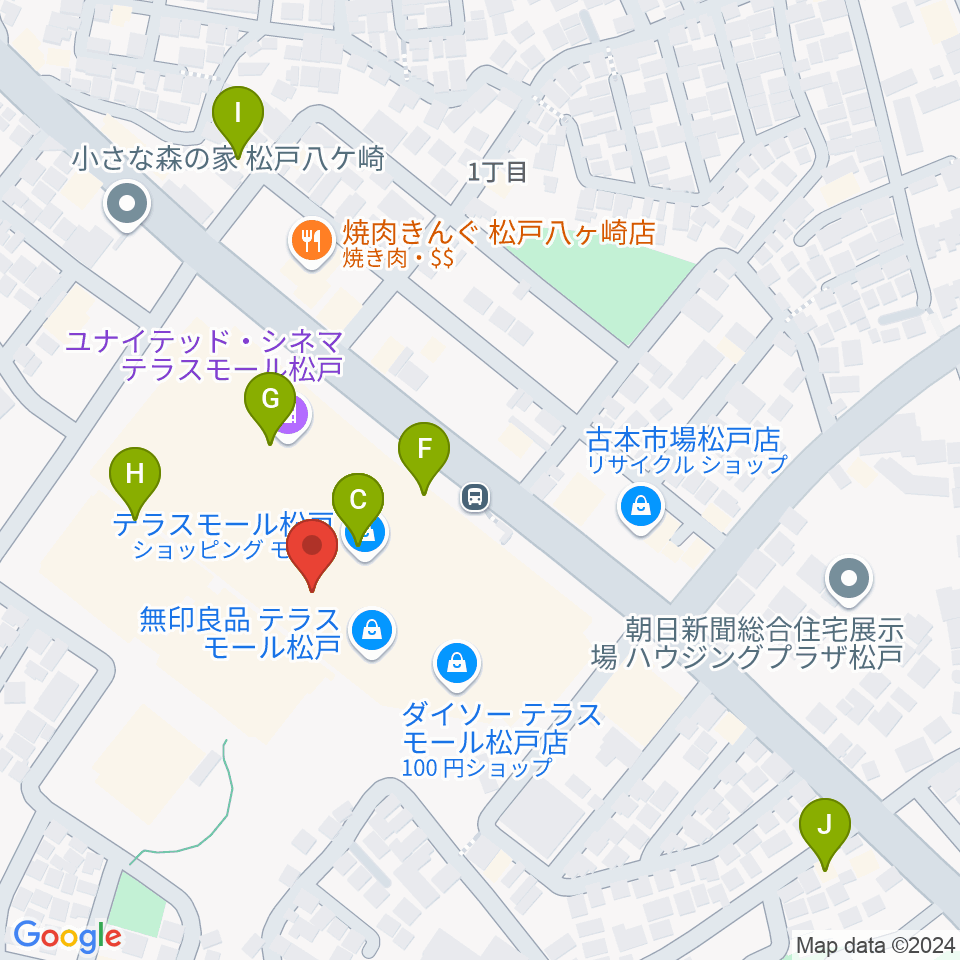 ユナイテッド・シネマ テラスモール松戸周辺のカフェ一覧地図