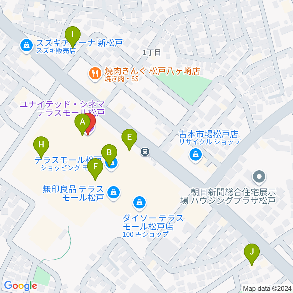 ユナイテッド・シネマ テラスモール松戸周辺のカフェ一覧地図