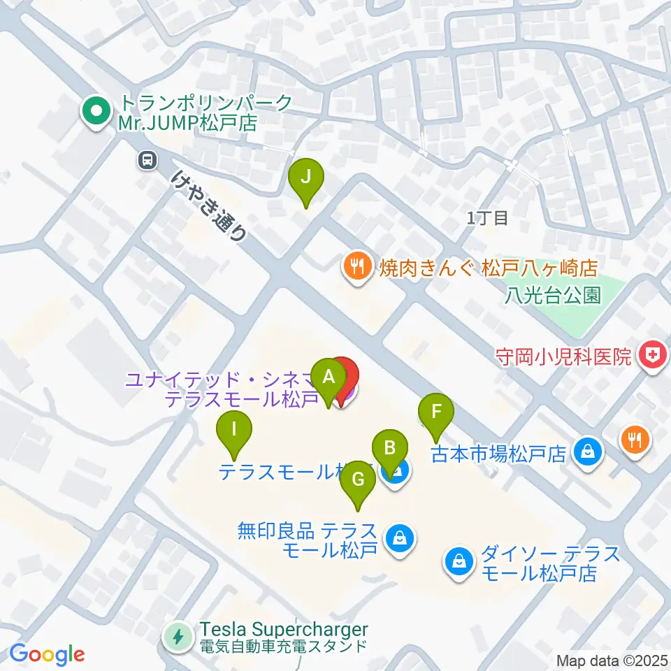 ユナイテッド・シネマ テラスモール松戸周辺のカフェ一覧地図