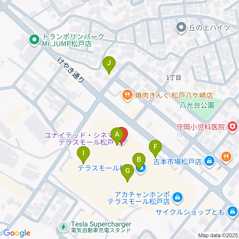 ユナイテッド・シネマ テラスモール松戸周辺のカフェ一覧地図