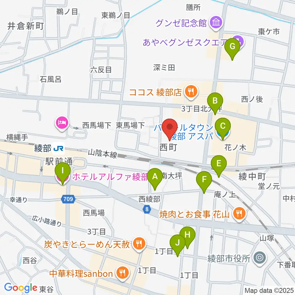 あやべ・日東精工アリーナ周辺のカフェ一覧地図