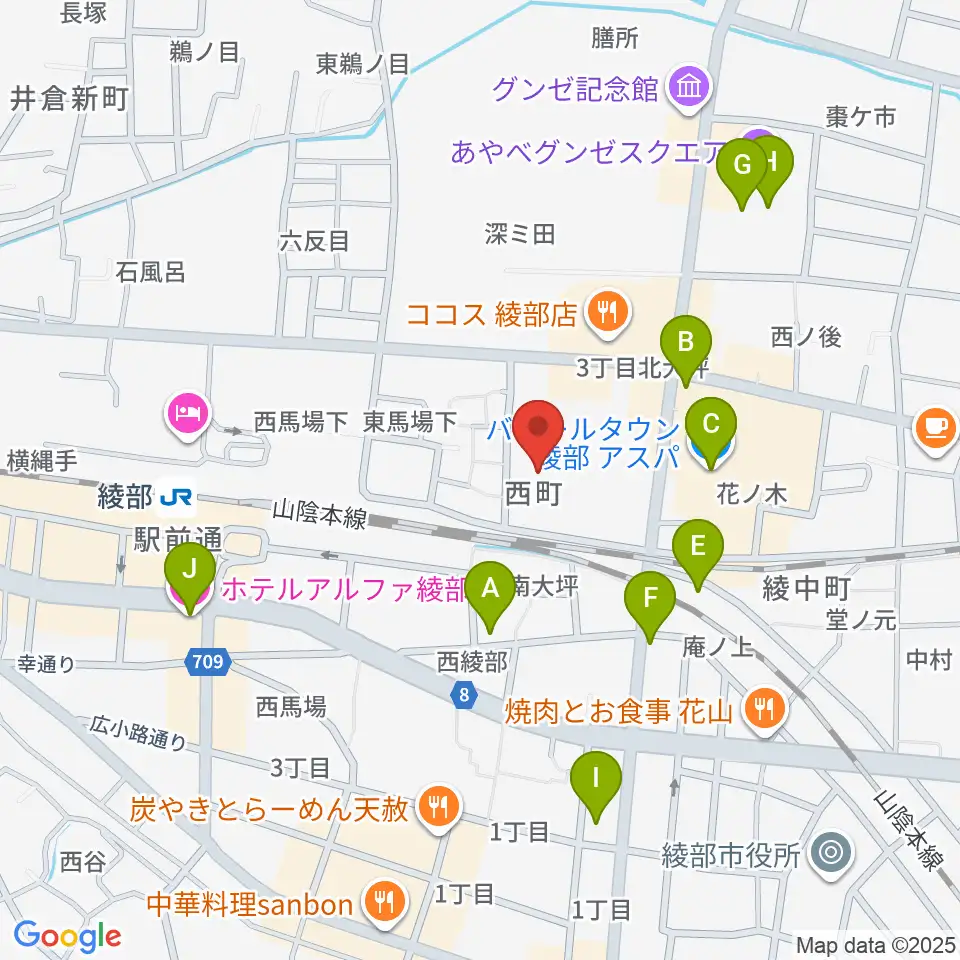 あやべ・日東精工アリーナ周辺のカフェ一覧地図