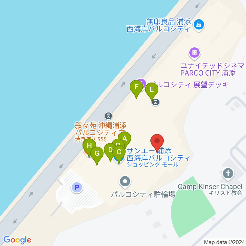 島村楽器 沖縄・浦添パルコシティ店周辺のカフェ一覧地図