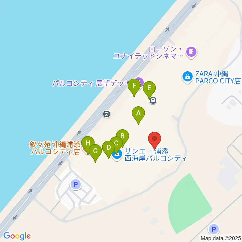 島村楽器 沖縄・浦添パルコシティ店周辺のカフェ一覧地図