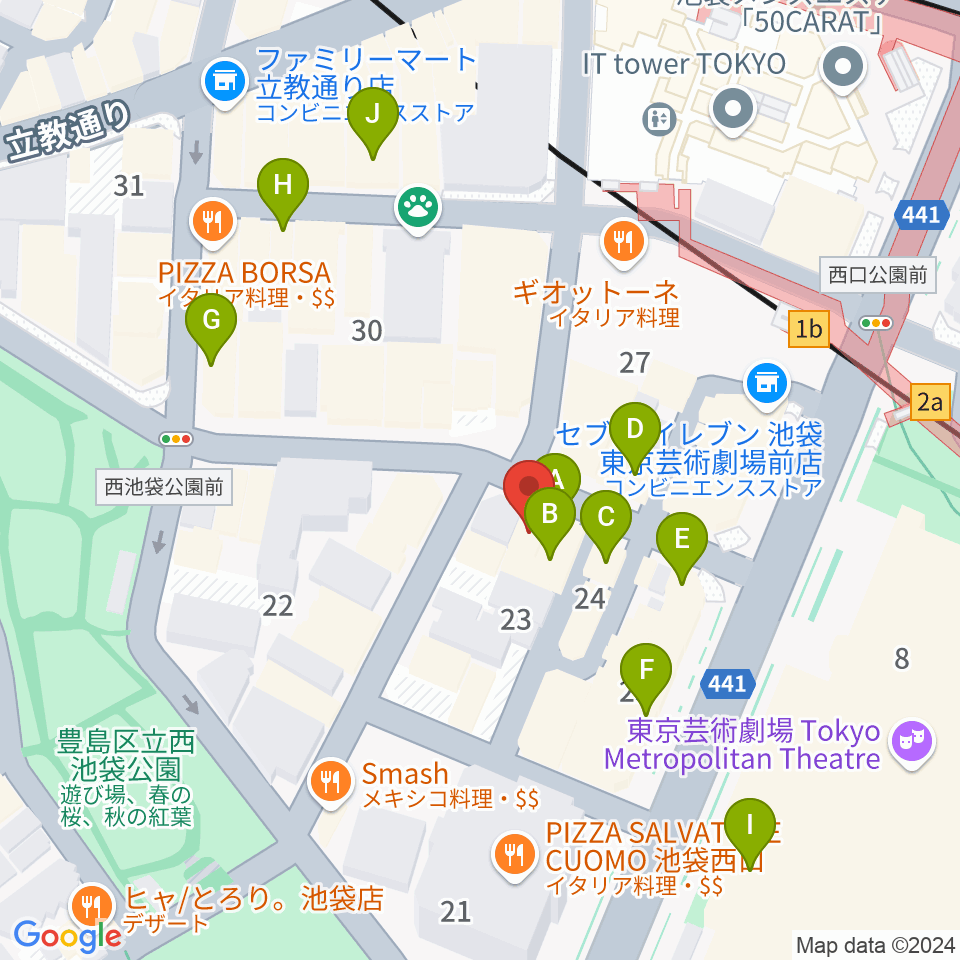 クワトロ弦楽器周辺のカフェ一覧地図