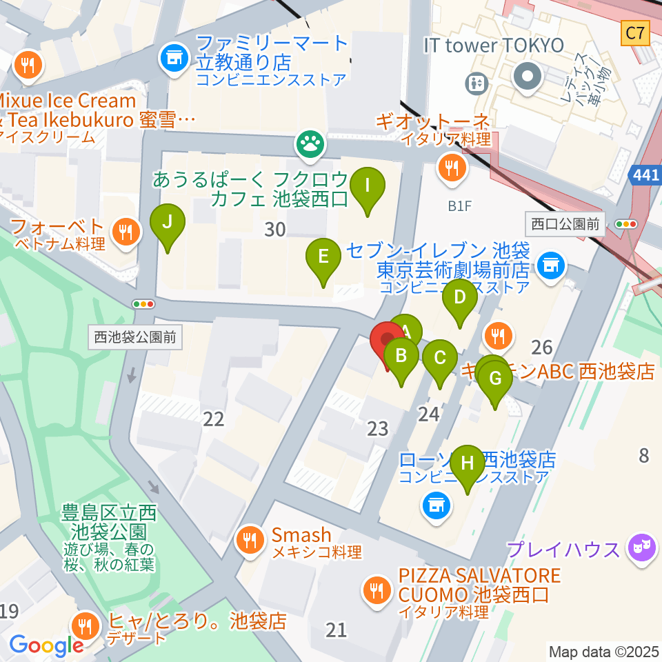 クワトロ弦楽器周辺のカフェ一覧地図