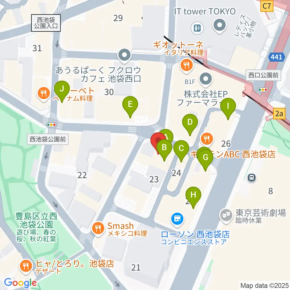 クワトロ弦楽器周辺のカフェ一覧地図
