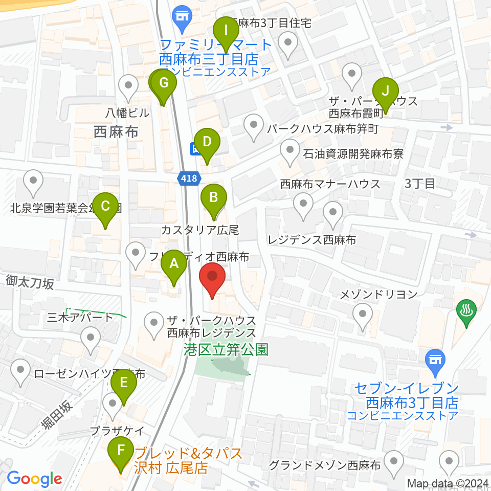 ユニプライベートスタジオ周辺のカフェ一覧地図