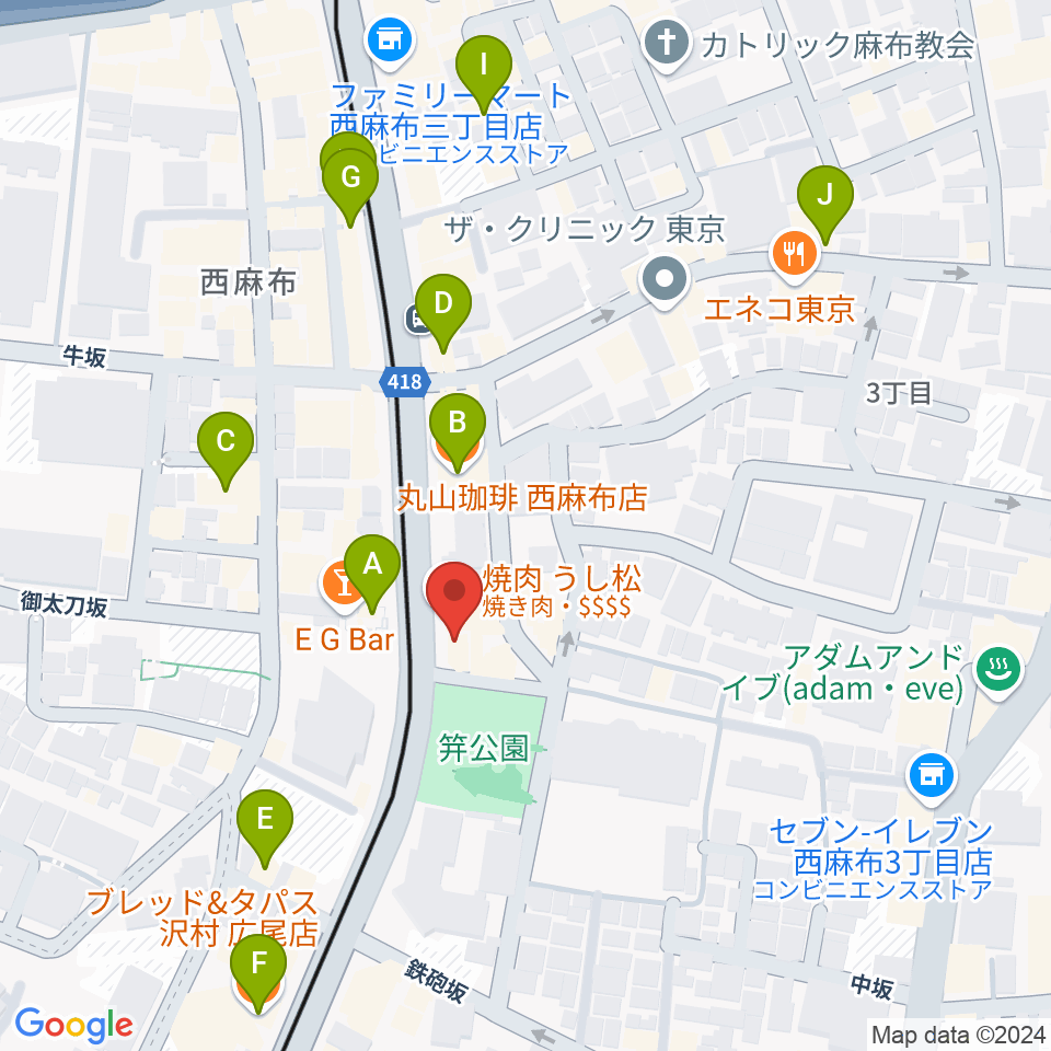 ユニプライベートスタジオ周辺のカフェ一覧地図