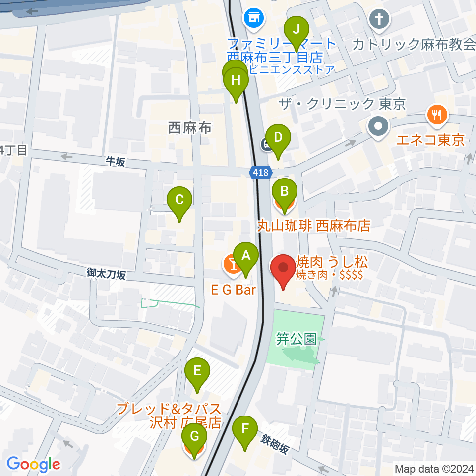 ユニプライベートスタジオ周辺のカフェ一覧地図