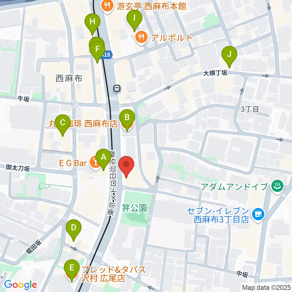 ユニプライベートスタジオ周辺のカフェ一覧地図
