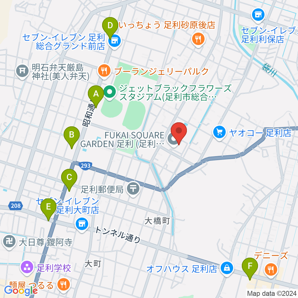 FUKAI SQUARE GARDEN 足利周辺のカフェ一覧地図