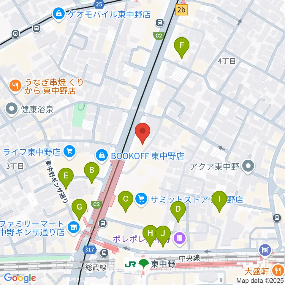 東中野ドラム周辺のカフェ一覧地図
