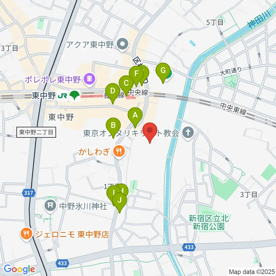 山本ミュージック・コーナー周辺のカフェ一覧地図
