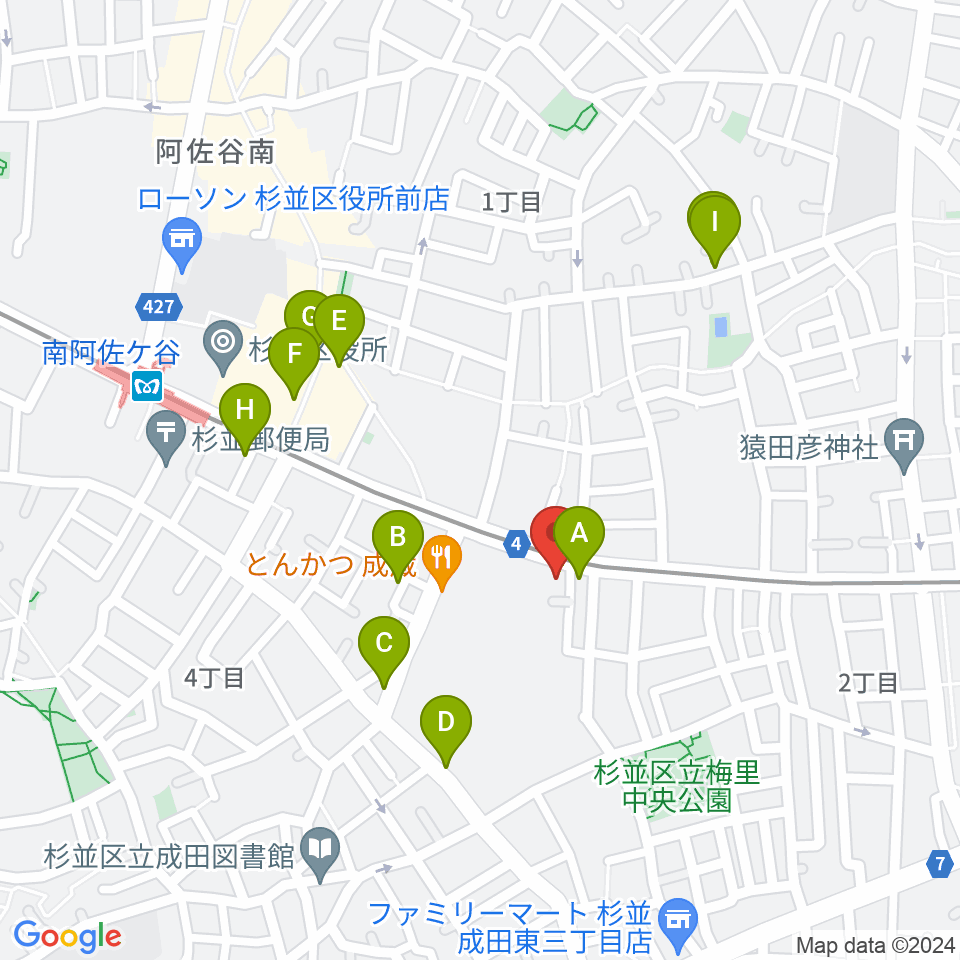 南阿佐ヶ谷ひつじ座周辺のカフェ一覧地図