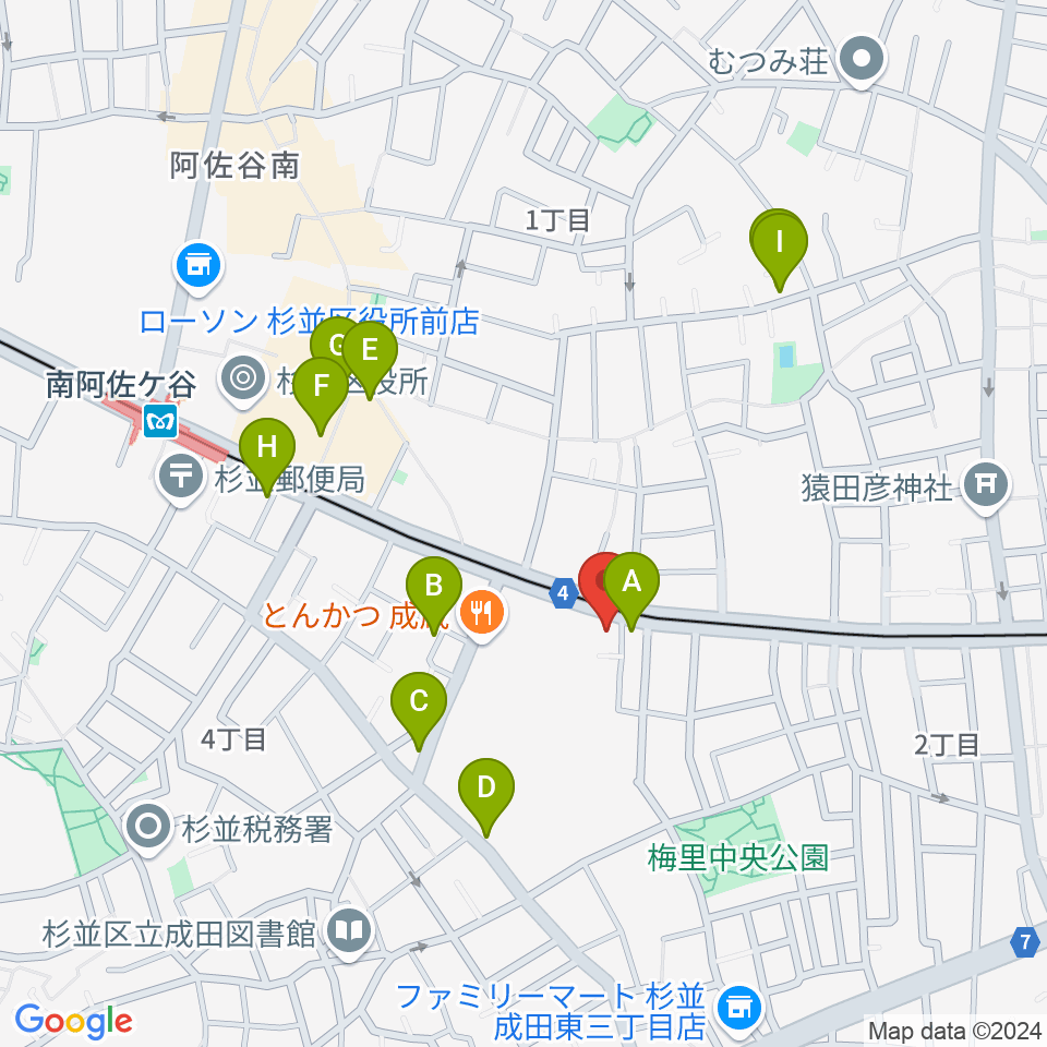 南阿佐ヶ谷ひつじ座周辺のカフェ一覧地図