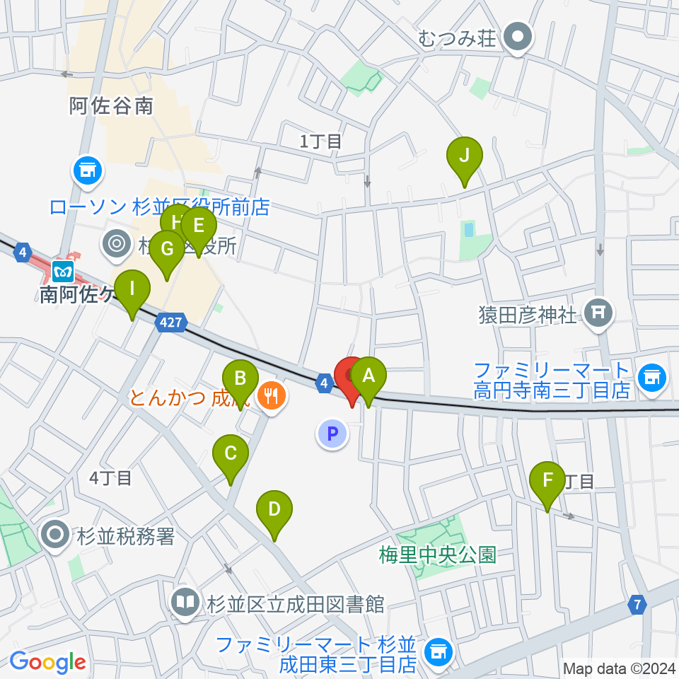 南阿佐ヶ谷ひつじ座周辺のカフェ一覧地図